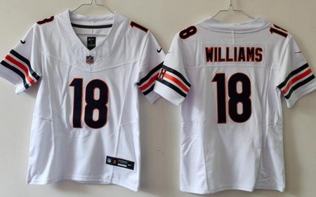 Youth Chicago Bears #18 Caleb Williams Limited White FUSE Vapor Jersey