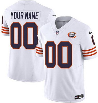 Youth Chicago Bears Customized Limited White Throwback FUSE Vapor Jersey