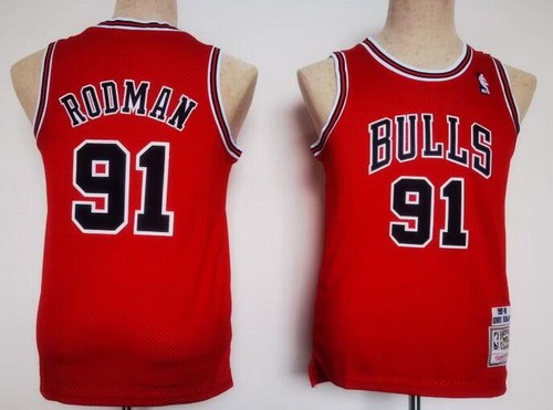 Youth Chicago Bulls #91 Dennis Rodman Red 1997 Throwback Swingman Jersey