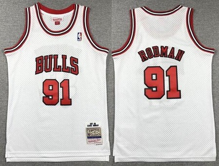 Youth Chicago Bulls #91 Dennis Rodman White 1997 Throwback Swingman Jersey