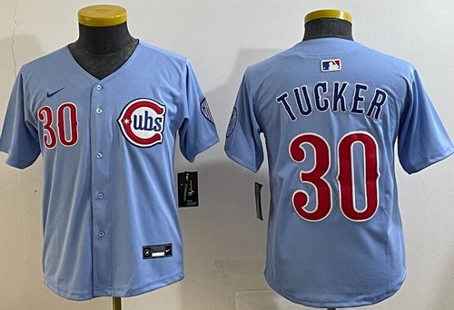 Youth Chicago Cubs #30 Kyle Tucker Baby Blue Limited Jersey