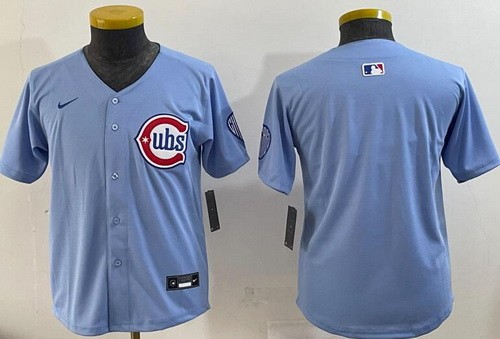 Youth Chicago Cubs Blank Baby Blue Limited Jersey