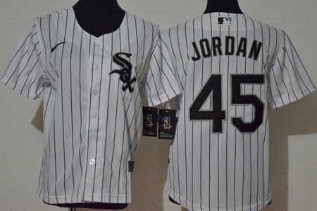 Youth Chicago White Sox #45 Michael Jordan White 2020 Cool Base Jersey