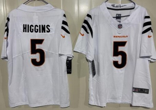 Youth Cincinnati Bengals #5 Tee Higgins Limited White Vapor Jersey