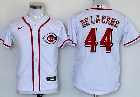 Youth Cincinnati Reds #44 Elly De La Cruz White Cool Base Jersey