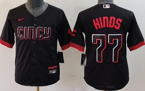 Youth Cincinnati Reds #77 Rece Hinds Black 2023 City Cool Base Jersey