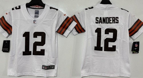Youth Cleveland Browns #12 Shedeur Sanders Limited White Vapor Jersey