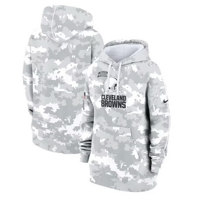 Youth Cleveland Browns Arctic Camo 2024 Salute to Service Club Fleece Pullover Hoodie