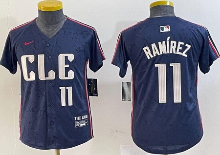 Youth Cleveland Guardians #11 Jose Ramirez Navy 2024 City Connect Limited Jersey