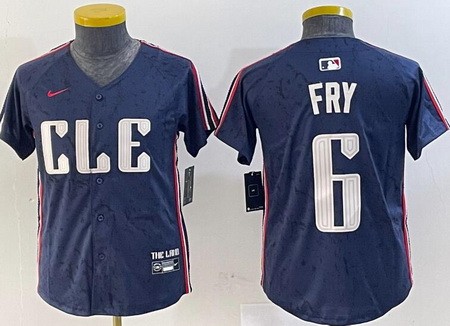 Youth Cleveland Guardians #6 David Fry Navy 2024 City Connect Limited Jersey