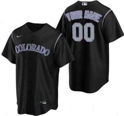 Youth Colorado Rockies Customized Black Cool Base Jersey