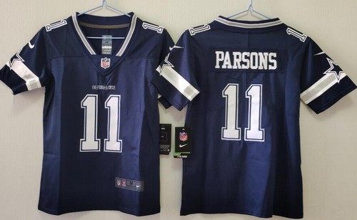 Youth Dallas Cowboys #11 Micah Parsons Limited Navy Vapor Jersey