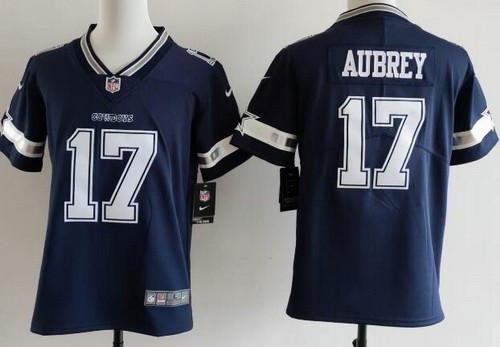 Youth Dallas Cowboys #17 Brandon Aubrey Limited Navy Vapor Jersey