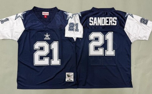Youth Dallas Cowboys #21 Deion Sanders Navy Alternate Throwback Jersey