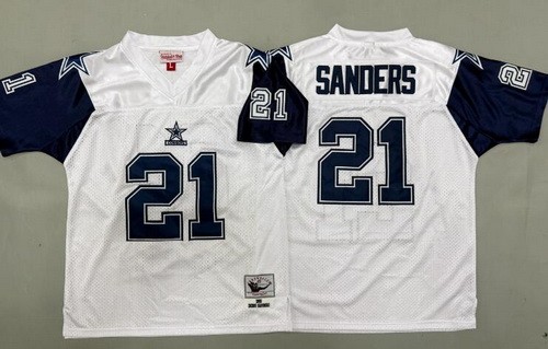 Youth Dallas Cowboys #21 Deion Sanders White Alternate Throwback Jersey