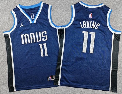 Youth Dallas Mavericks #11 Kyrie Irving Navy Statement Swingman Jersey