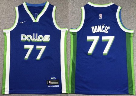 Youth Dallas Mavericks #77 Luka Doncic Blue City Icon Swingman Jersey