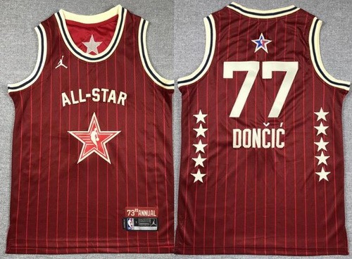 Youth Dallas Mavericks #77 Luka Doncic Red 2024 All Star Swingman Jersey