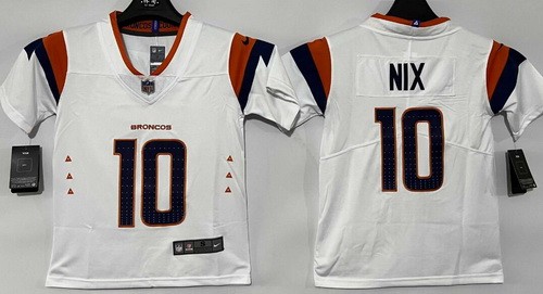 Youth Denver Broncos #10 Bo Nix Limited White Vapor Jersey