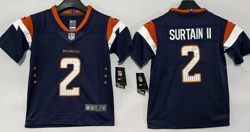 Youth Denver Broncos #2 Patrick Surtain II Limited Navy Vapor Jersey