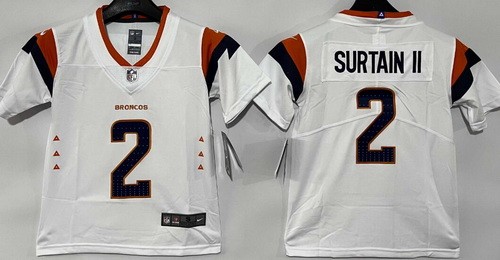 Youth Denver Broncos #2 Patrick Surtain II Limited White Vapor Jersey