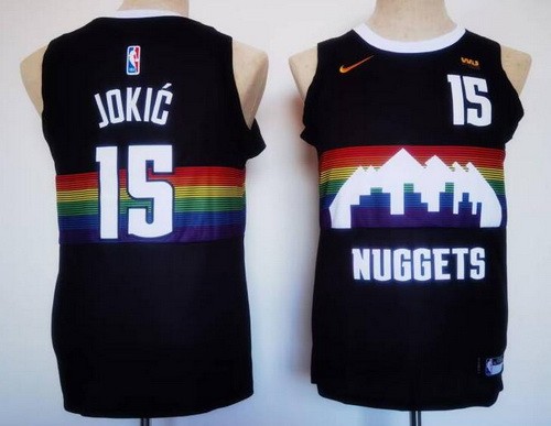 Youth Denver Nuggets #15 Nikola Jokic Black City Icon Sponsor Swingman Jersey