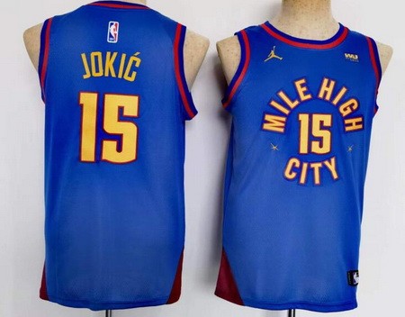 Youth Denver Nuggets #15 Nikola Jokic Blue Statement Icon Sponsor Swingman Jersey