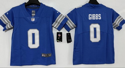 Youth Detroit Lions #0 Jahmyr Gibbs Limited Blue Vapor Jersey
