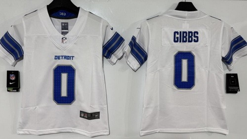 Youth Detroit Lions #0 Jahmyr Gibbs Limited White Vapor Jersey