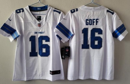 Youth Detroit Lions #16 Jared Goff Limited White Vapor Jersey