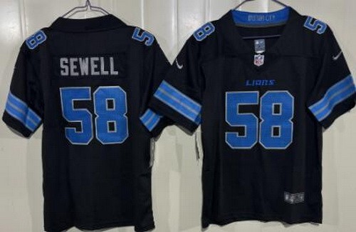 Youth Detroit Lions #58 Penei Sewell Limited Black Vapor Jersey