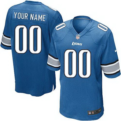 Youth Detroit Lions Customized Game Blue Jersey