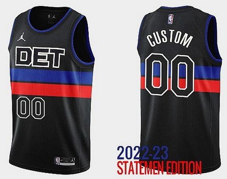 Youth Detroit Pistons Customized Black 2022 Statement Icon Swingman Jersey