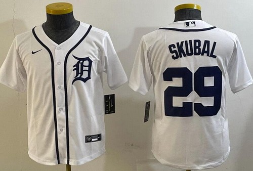 Youth Detroit Tigers #29 Tarik Skubal White Cool Base Jersey