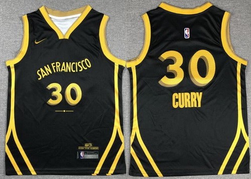 Youth Golden State Warriors #30 Stephen Curry Black 2023 City Icon Swingman Jersey