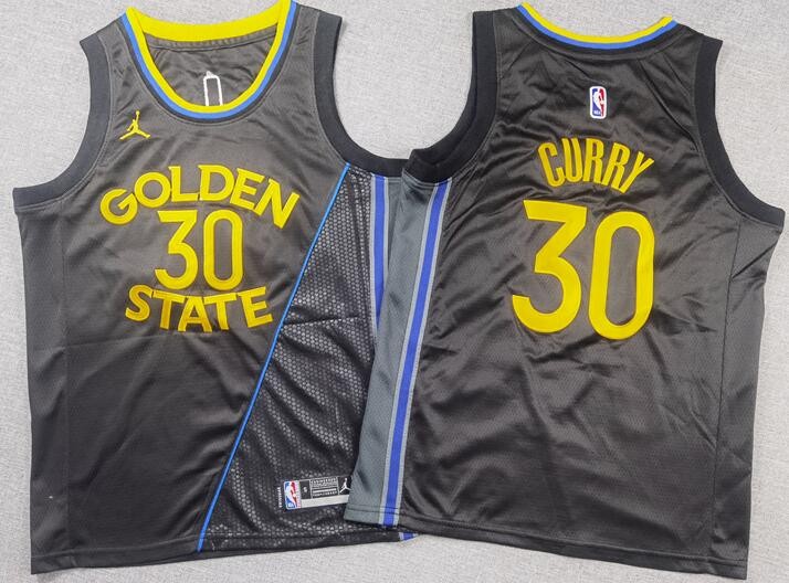 Youth Golden State Warriors #30 Stephen Curry Black 2024 Statement Swingman Jersey