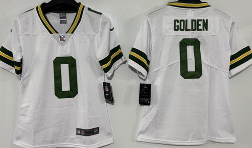 Youth Green Bay Packers #0 Matthew Golden Limited White Vapor Jersey