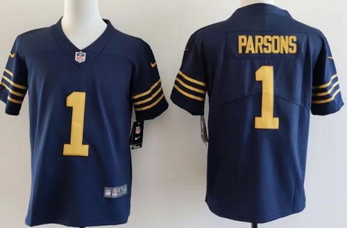 Youth Green Bay Packers #1 Micah Parsons Limited Navy Vapor Jersey