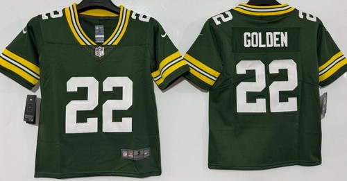 Youth Green Bay Packers #22 Matthew Golden Limited Green Vapor Jersey
