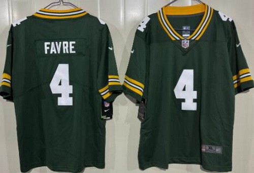 Youth Green Bay Packers #4 Favre Green Limited Green Vapor Jersey