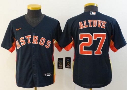 Youth Houston Astros #27 Jose Altuve Navy 2020 Cool Base Jersey