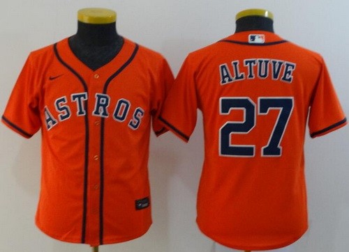 Youth Houston Astros #27 Jose Altuve Orange 2020 Cool Base Jersey