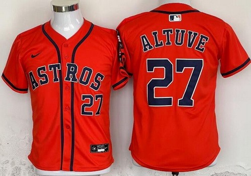 Youth Houston Astros #27 Jose Altuve Orange Limited Jersey