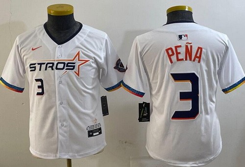 Youth Houston Astros #3 Jeremy Pena White 2025 City Connect Limited Jersey