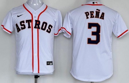 Youth Houston Astros #3 Jeremy Pena White Cool Base Jersey