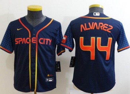 Youth Houston Astros #44 Yordan Alvarez Navy 2022 City Connect Cool Base Jersey