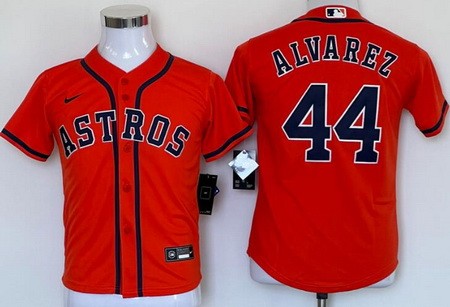 Youth Houston Astros #44 Yordan Alvarez Orange Cool Base Jersey