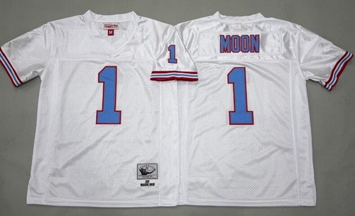 Youth Houston Oilers #1 Warren Moon White 1997 Throwback Jersey