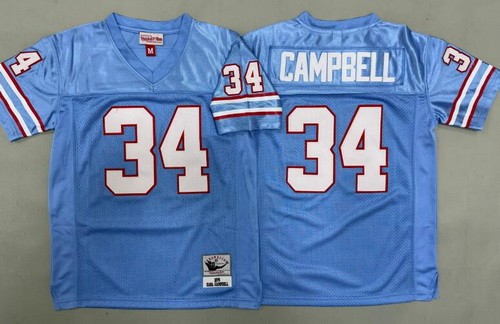 Youth Houston Oilers #34 Earl Campbell Light Blue Throwback Jersey