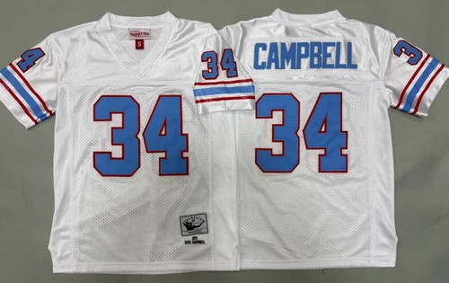 Youth Houston Oilers #34 Earl Campbell White 1979 Throwback Jersey